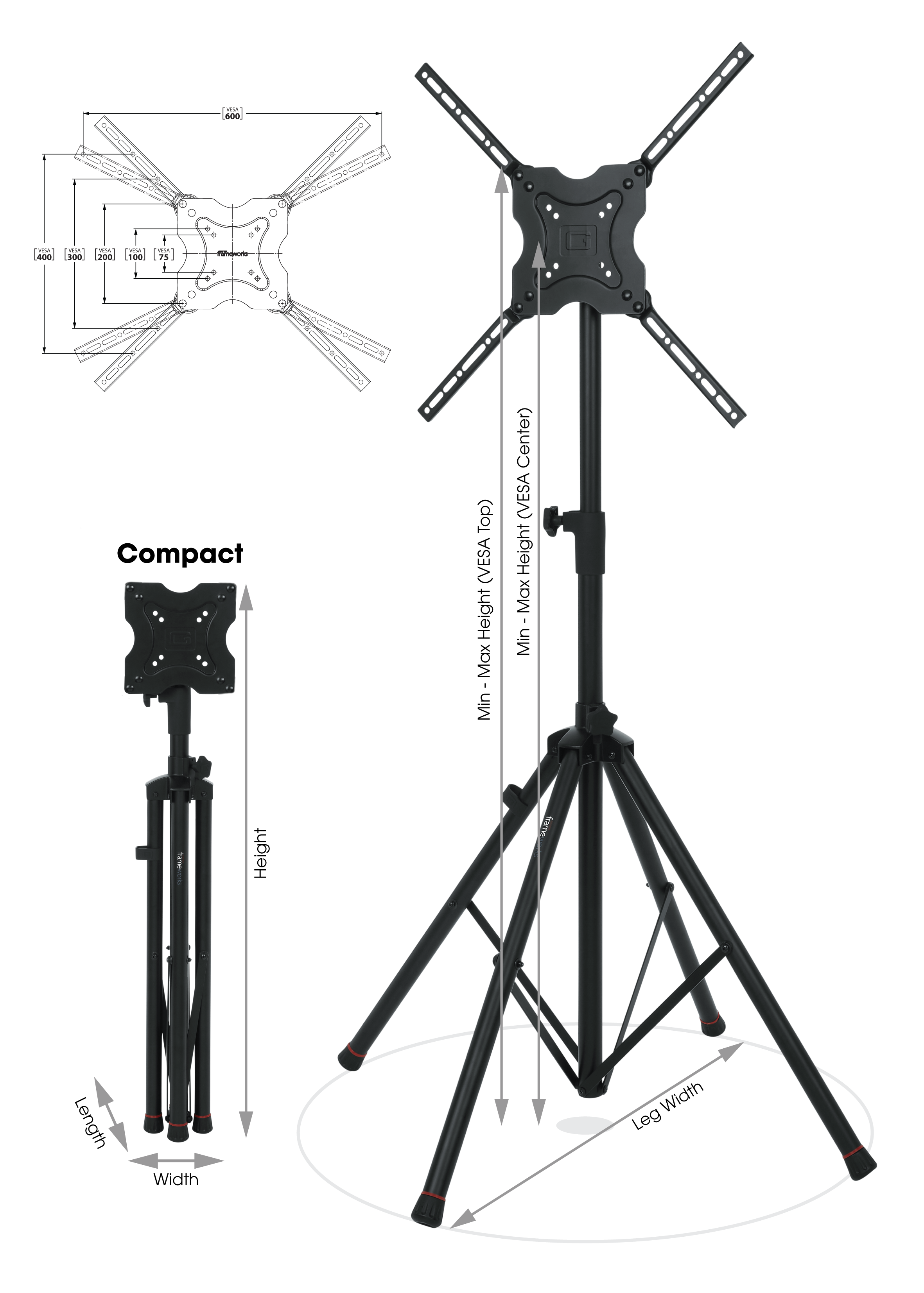 Gator Frameworks | Standard Quadpod LCD/LED Stand