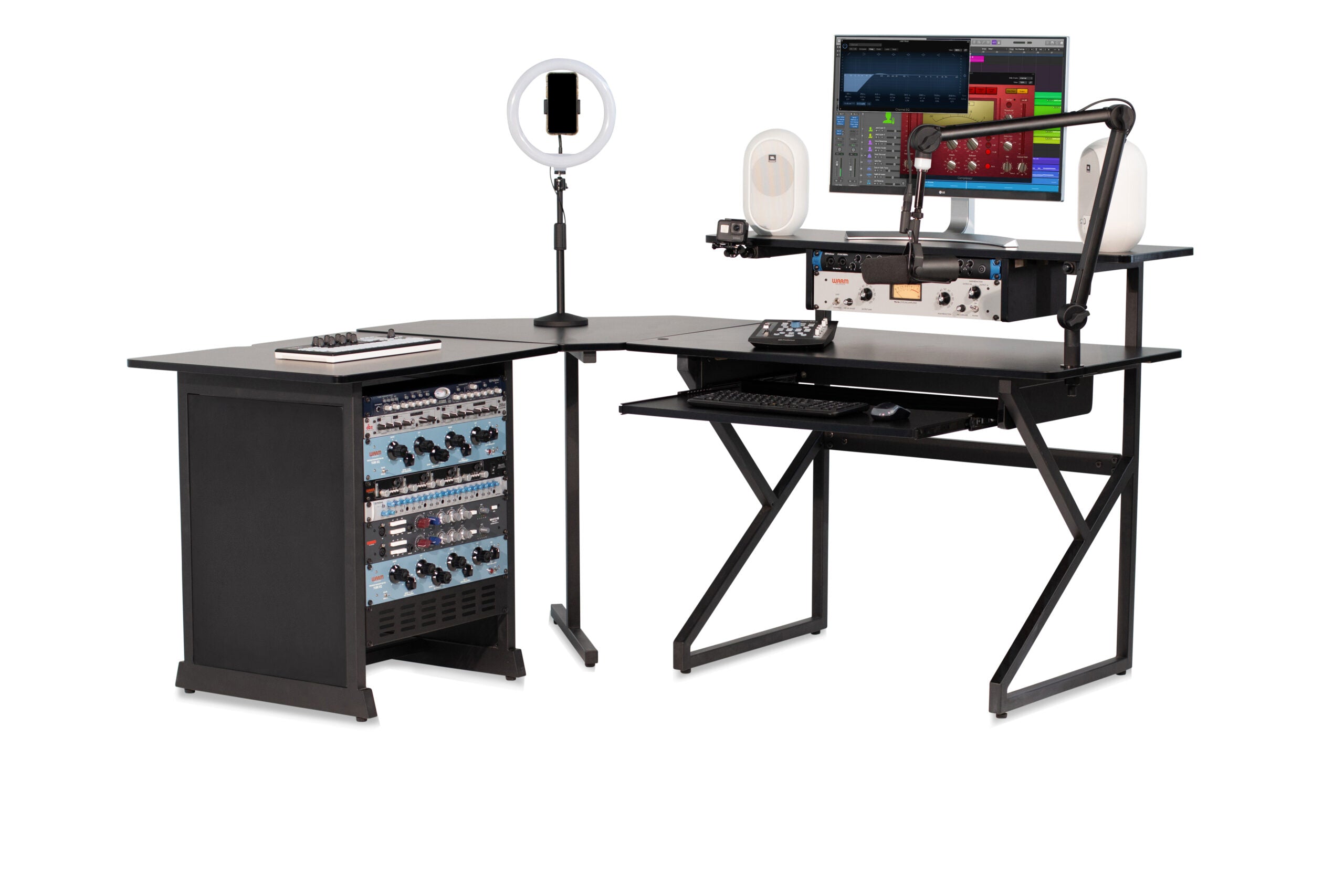 Gator Frameworks | Desk Set w/ Main Desk, Corner, Rack - BLK