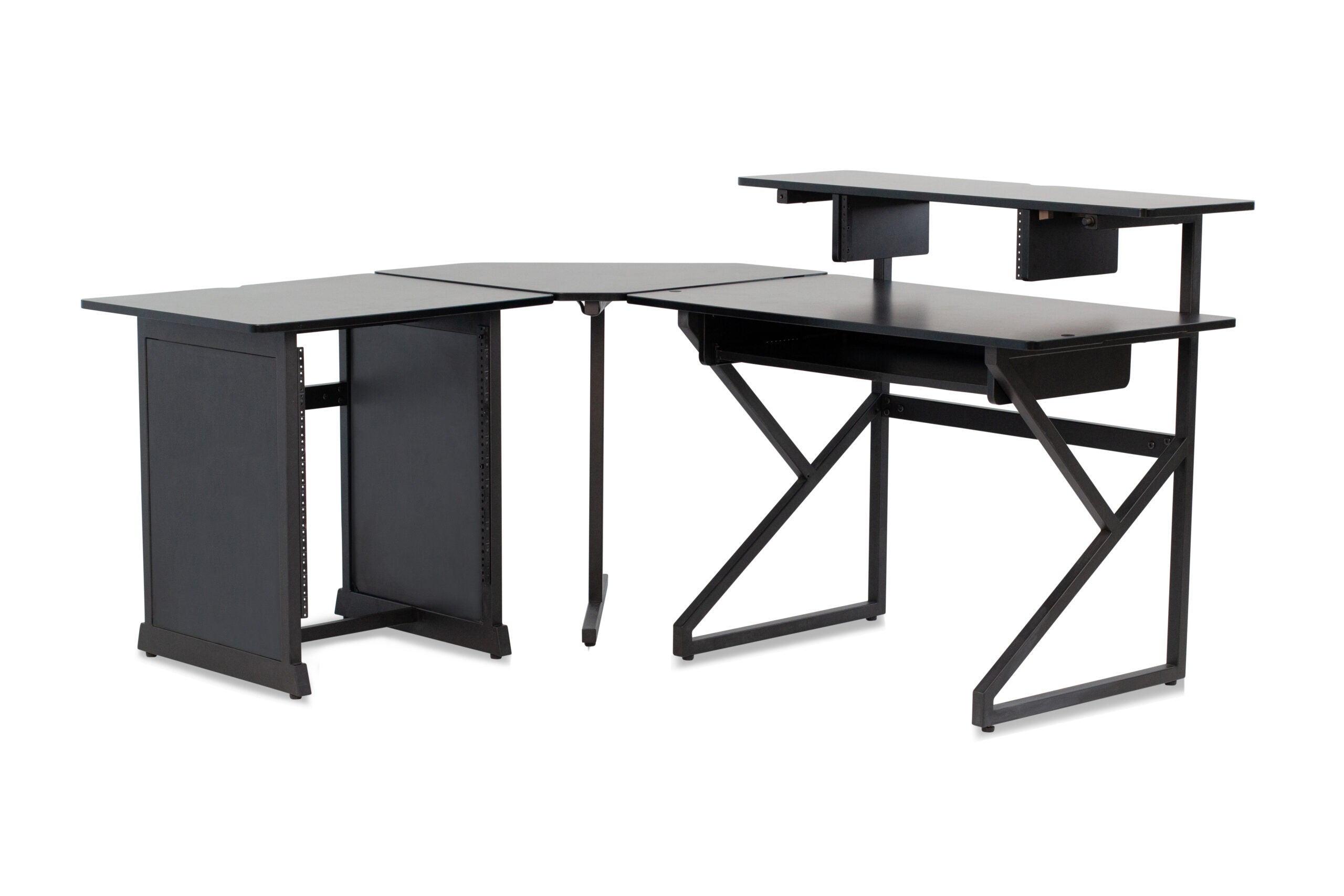 Gator Frameworks | Desk Set w/ Main Desk, Corner, Rack - BLK