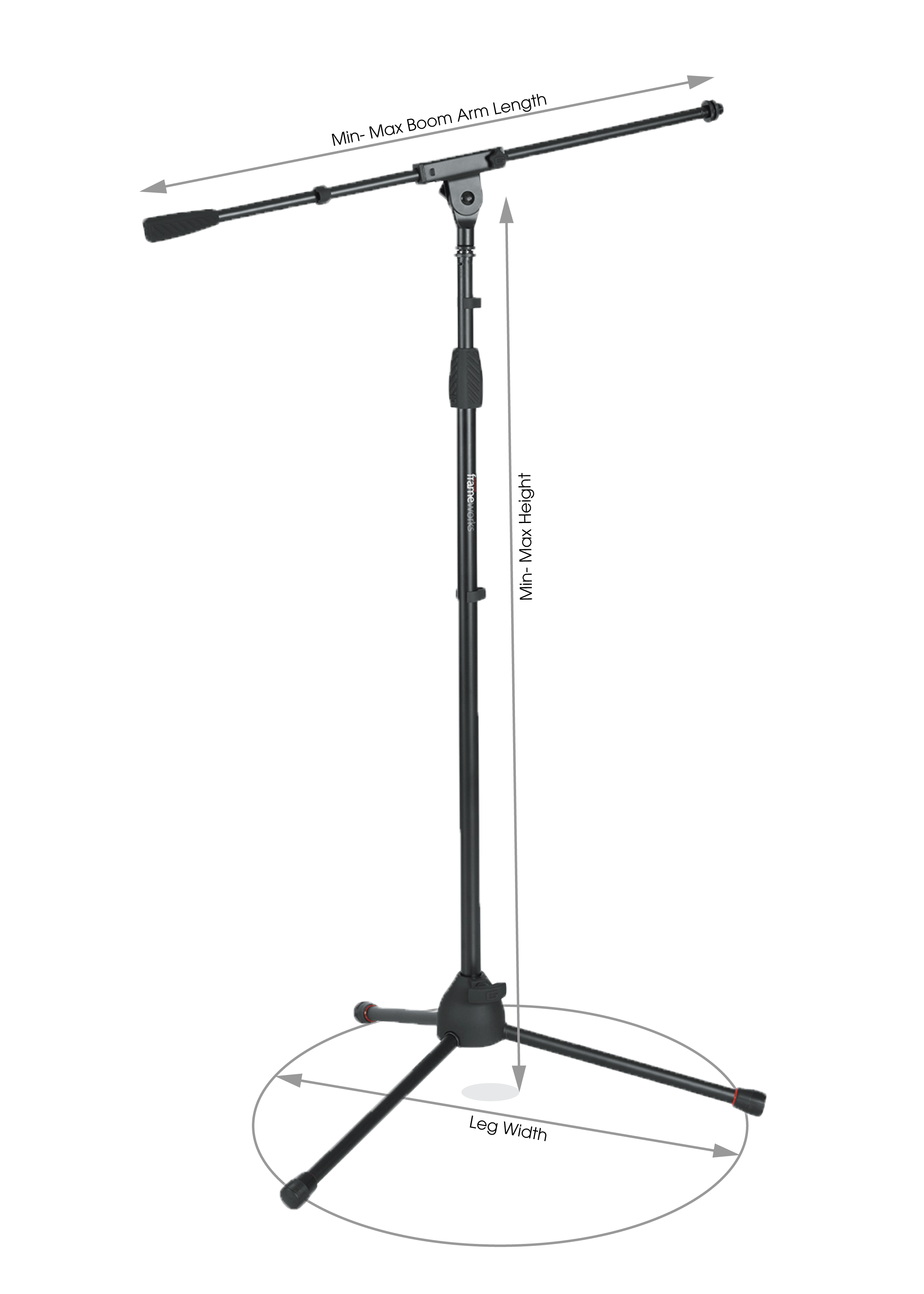 Gator Frameworks | Standard Tripod Mic Stand with Single Section Boom