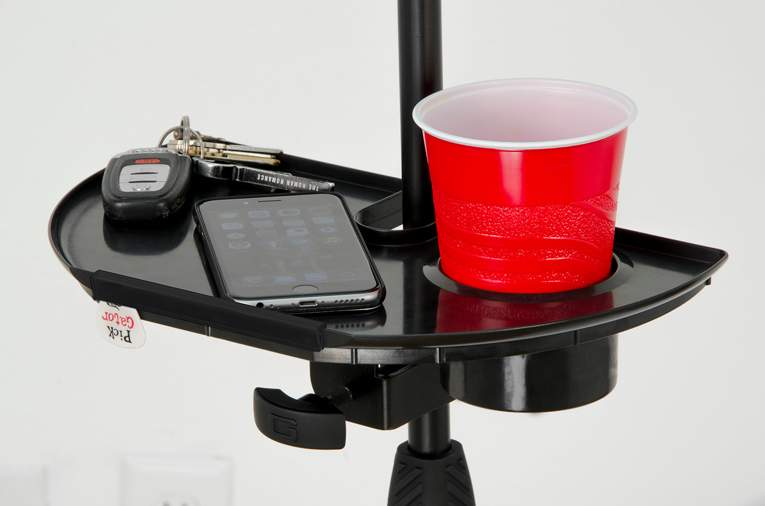 Gator Frameworks | Mic Stand Accessory Tray with Drink Holder