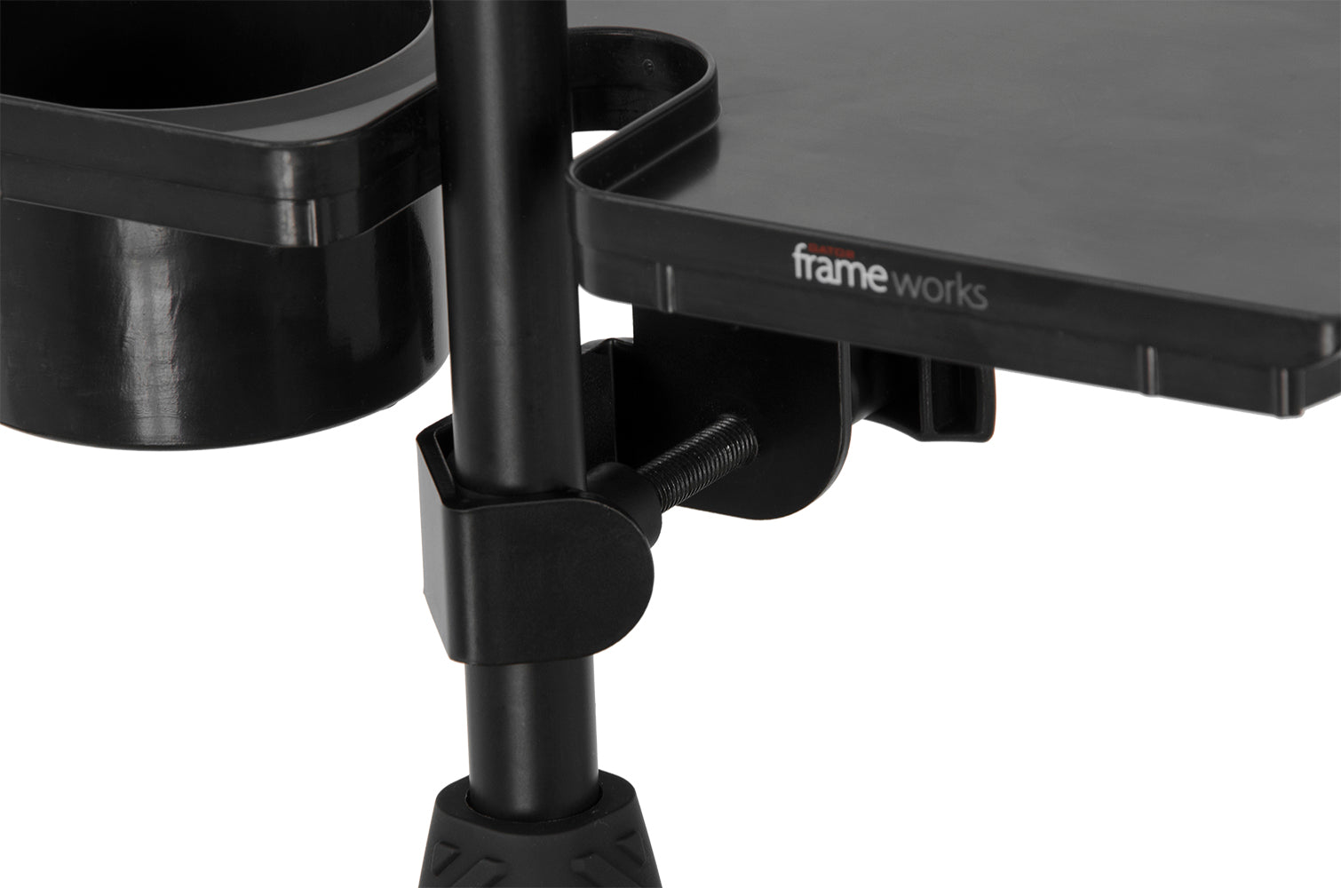 Gator Frameworks | Mic Stand Accessory Tray with Drink Holder