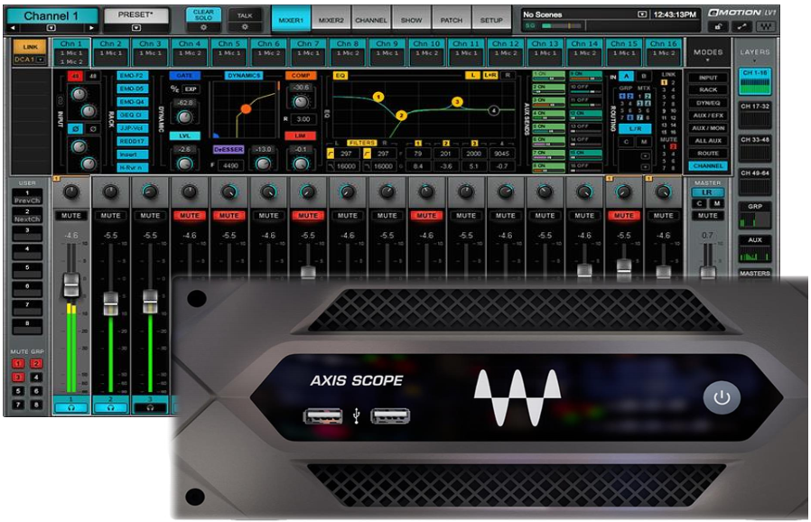 Waves | eMotion LV1 64-Channel Mixer + Axis Scope