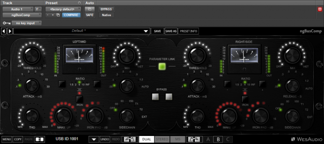 WesAudio | NGBUSCOMP Dual Bus Compressor with digital Recall