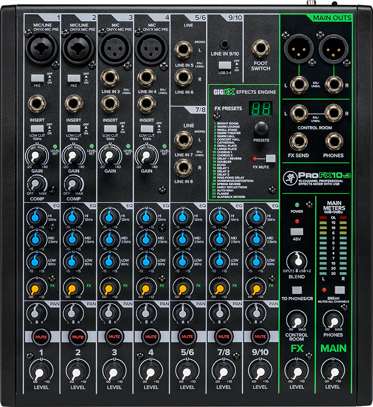 Mackie ProFX10v3 10-channel Mixer with USB and Effects