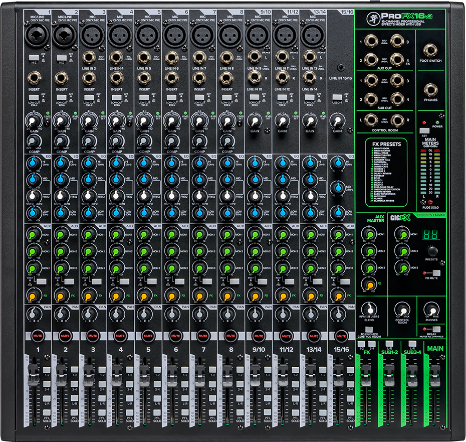 Mackie ProFX16v3 16-channel Mixer with USB and Effects