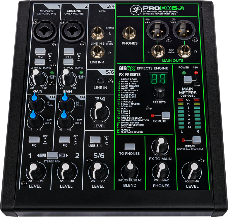 Mackie ProFX6v3 6-channel Mixer with USB and Effects