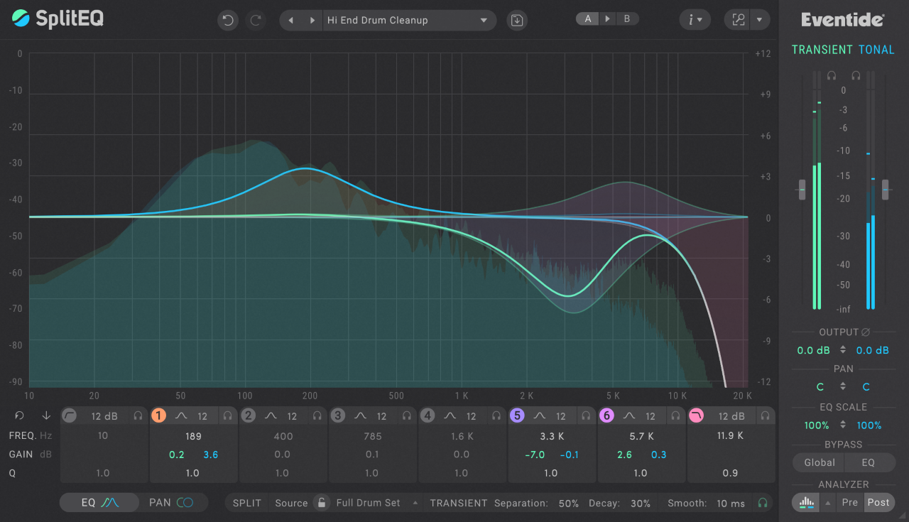 Eventide | SplitEQ with Transient and Tonal Output levels Plug-in
