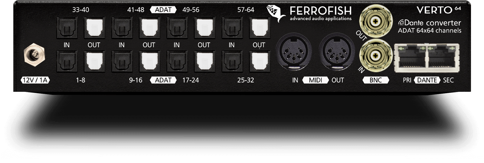Ferrofish | VERTO64 | 64 x 64 ADAT <> Dante Converter